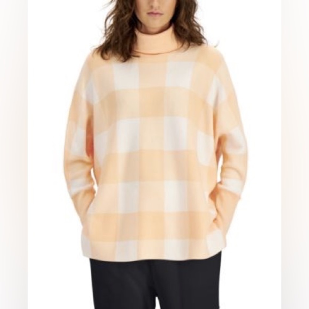 NWT ALFANI PRINTED DROP SHOULDER SWEATER BEIGE - M